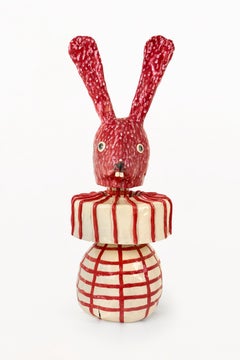 "ROYAL RED RABBIT" Ceramic Sculpture by Luis Vidal, Circa 2022, Spain