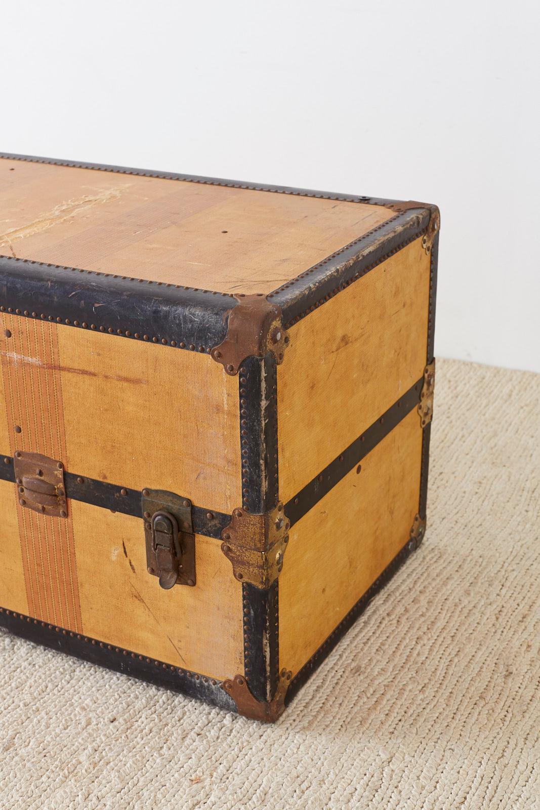 20th Century Royal Robe Canvas Standing Wardrobe Steamer Trunk