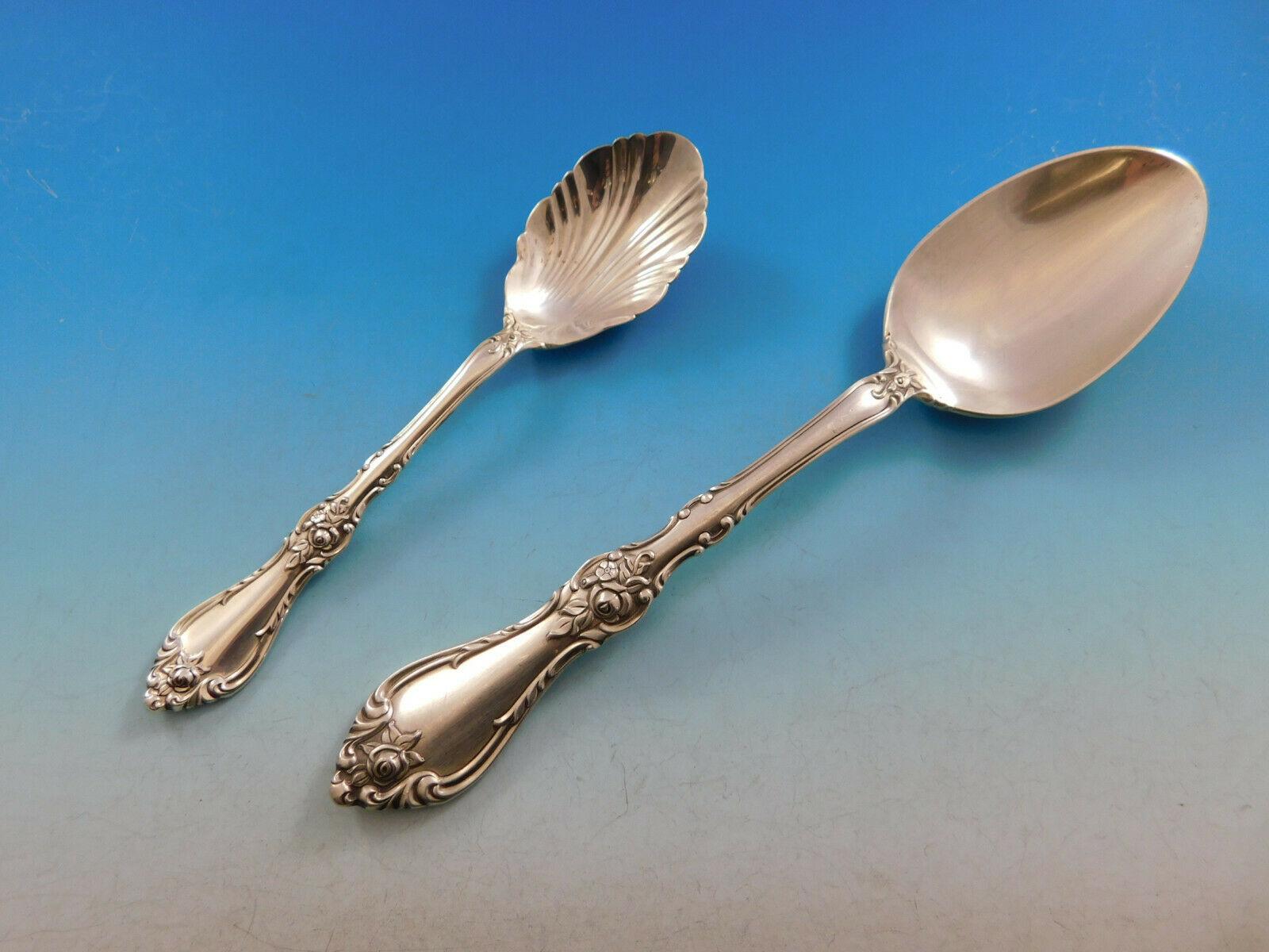 Milieu du XXe siècle Service de couverts en argent sterling Royal Rose de Wallace pour 8 personnes