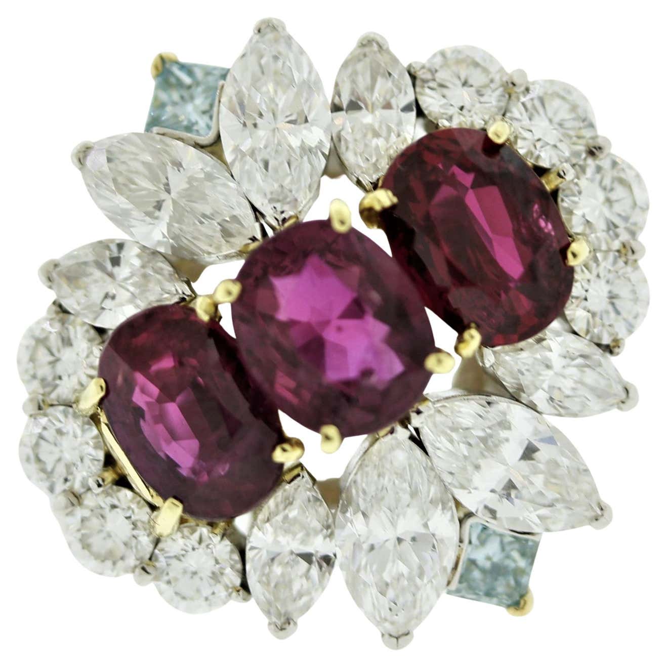 Blue Ruby Diamond Royal Ruby Diamond Fancy Blue Diamond Gold and Platinum Ring For Sale ...
