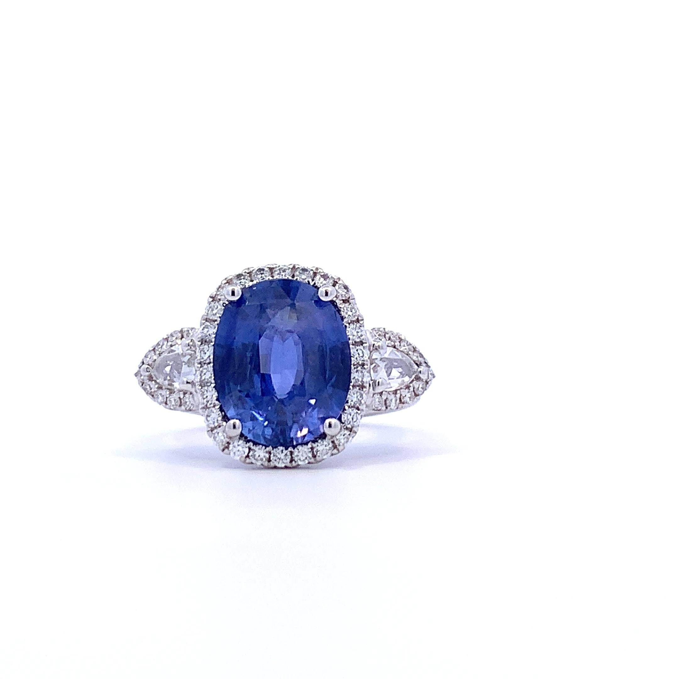 Cushion Cut Royal Sapphire Ring (#17477) For Sale