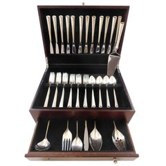 Retro Royal Satin by Wallace Sterling Silver Flatware Set for 12 Service 55 pieces