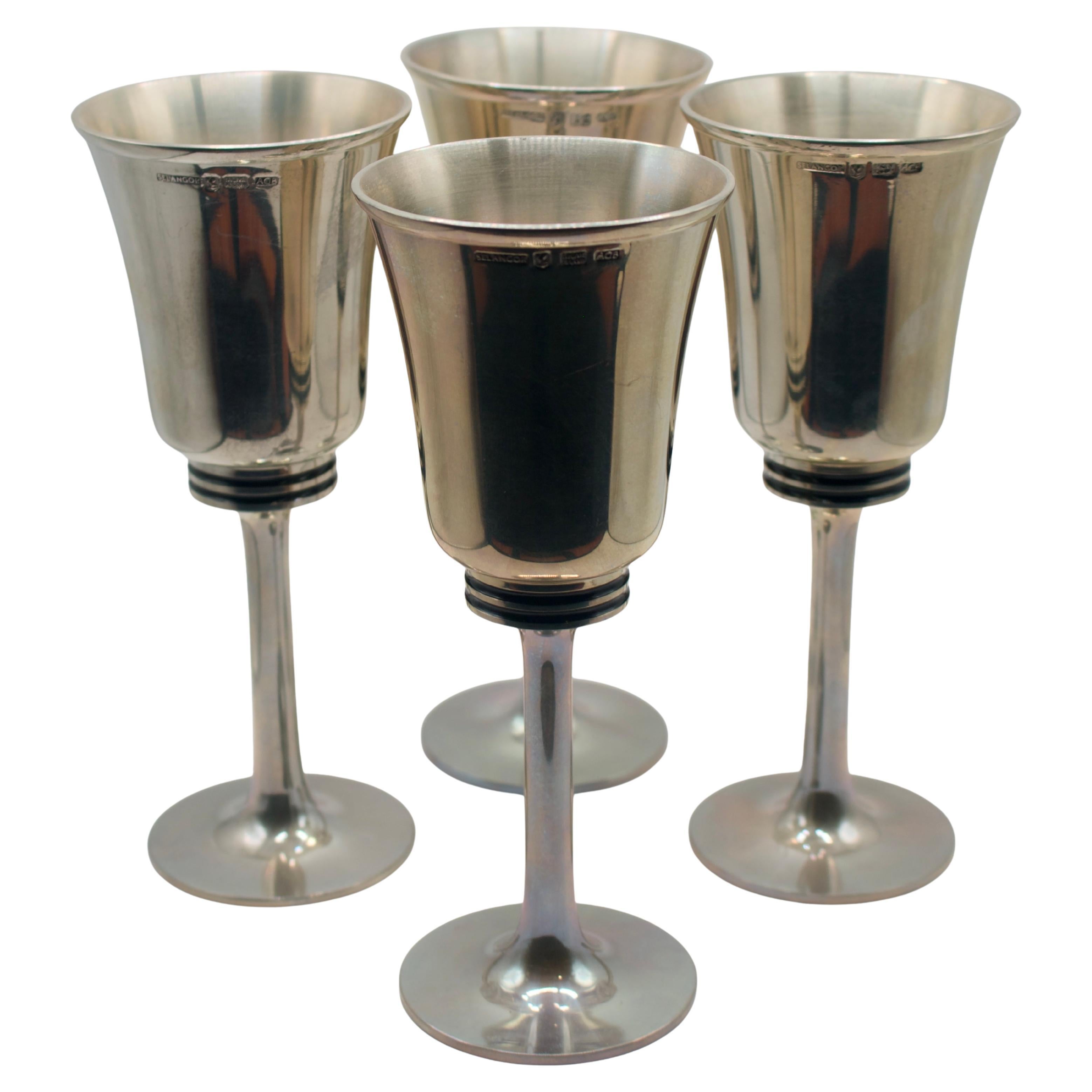 Royal Selangor silver wine glasses, set of four