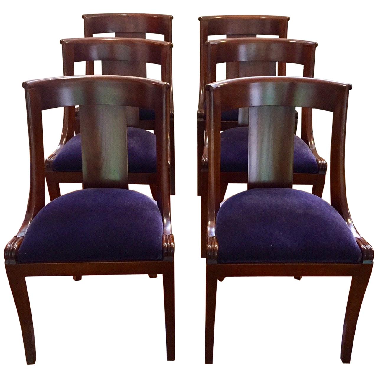 Wonderful Set of Ten Antique English Dining Chairs with Mohair Upholstery