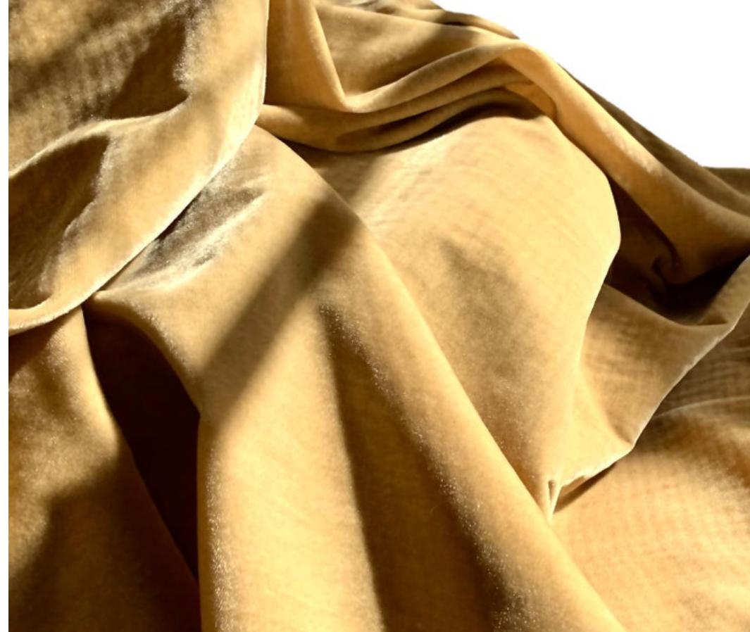 Contemporary Royal Silk Velvet, Golden Tan, Cream Beige, Made in Italy