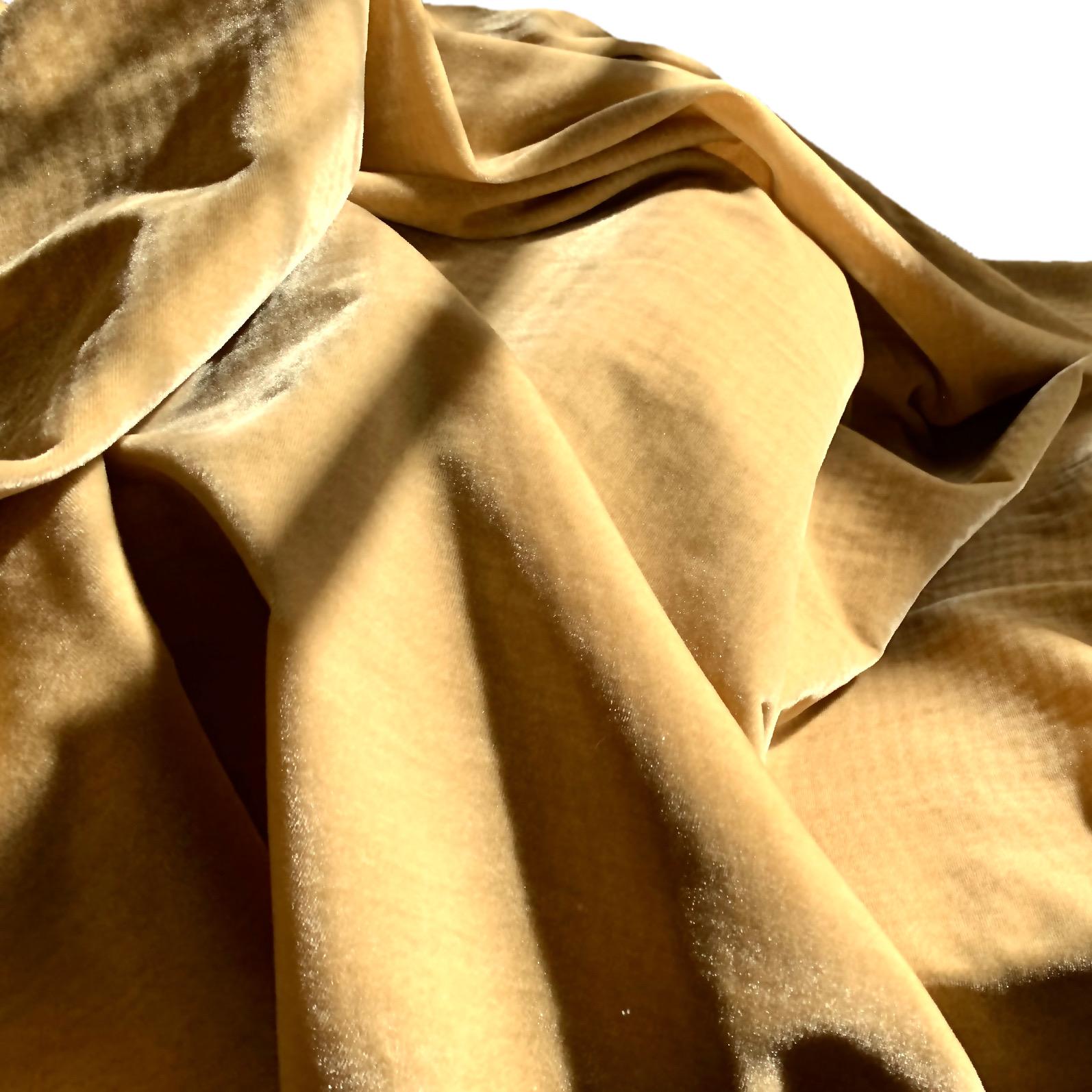 Royal Silk Velvet, Golden Tan, Cream Beige, Made in Italy For Sale