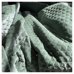 Royal Silk Velvet Silver-Sage Green Custom Matelassé, Italy