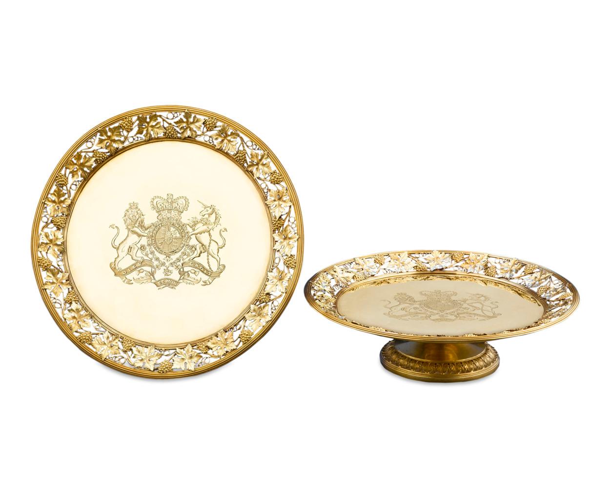 This extraordinary pair of silver gilt tazze was crafted by the famed partnership of Digby Scott and Benjamin Smith. The tazze are exemplary of the superior work produced by Scott and Smith, the most prominent silversmiths of the Georgian era. Each