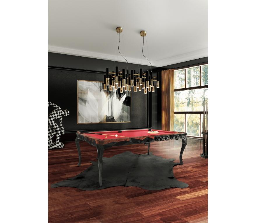 Marquetry Royal Snooker Table in Black Lacquered Wood by Boca do Lobo For Sale
