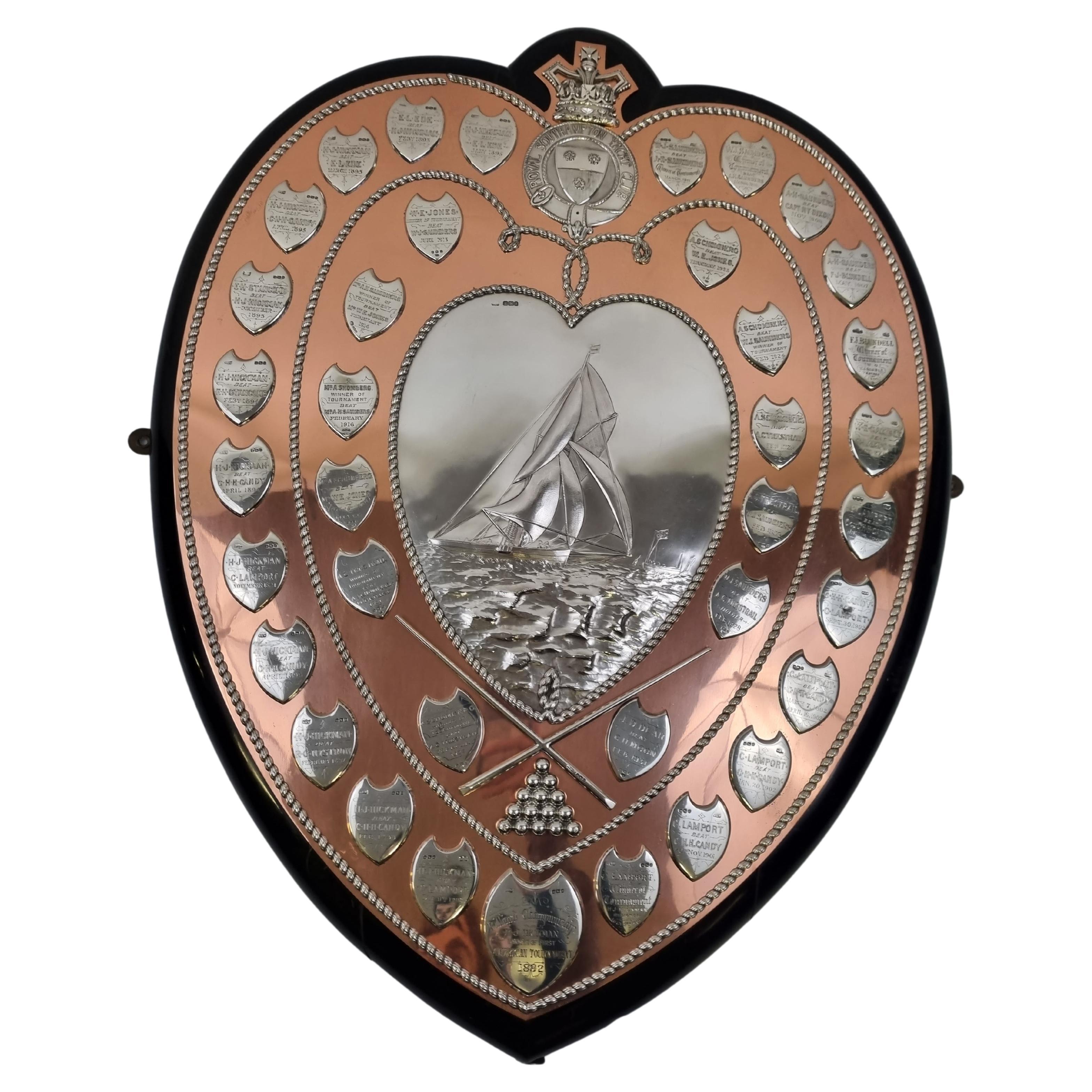 Royal Southampton Yacht Club’s Large Wall Trophy in Copper and Silver For Sale