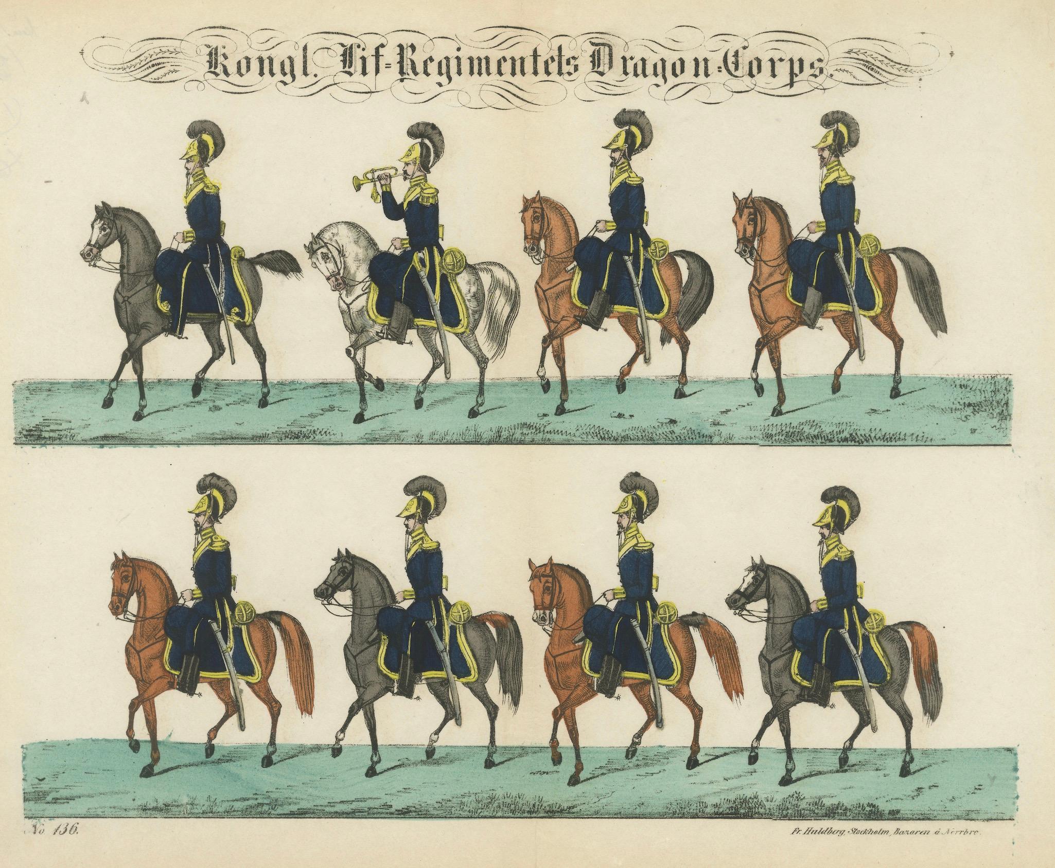 Royal Swedish Dragoon Corps – Cavalry Uniforms, Stockholm, c.1800