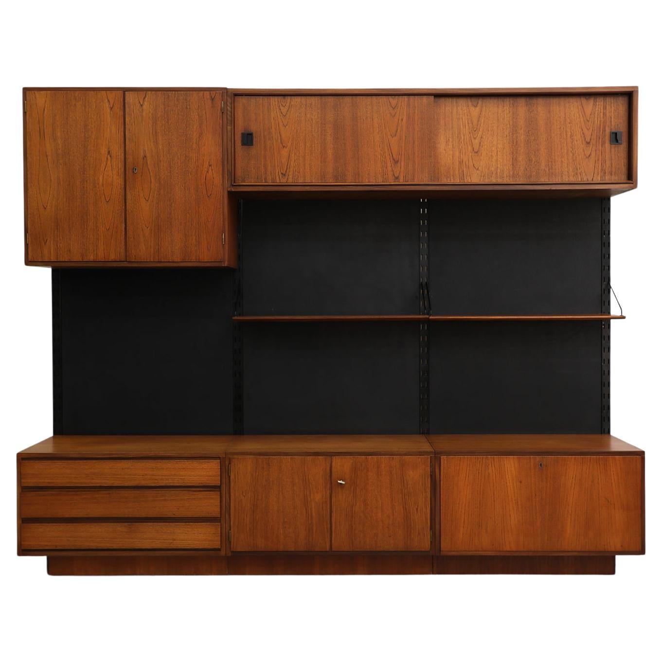 Royal System Wall Unit by Poul Cadovius with Black Vinyl Backboards