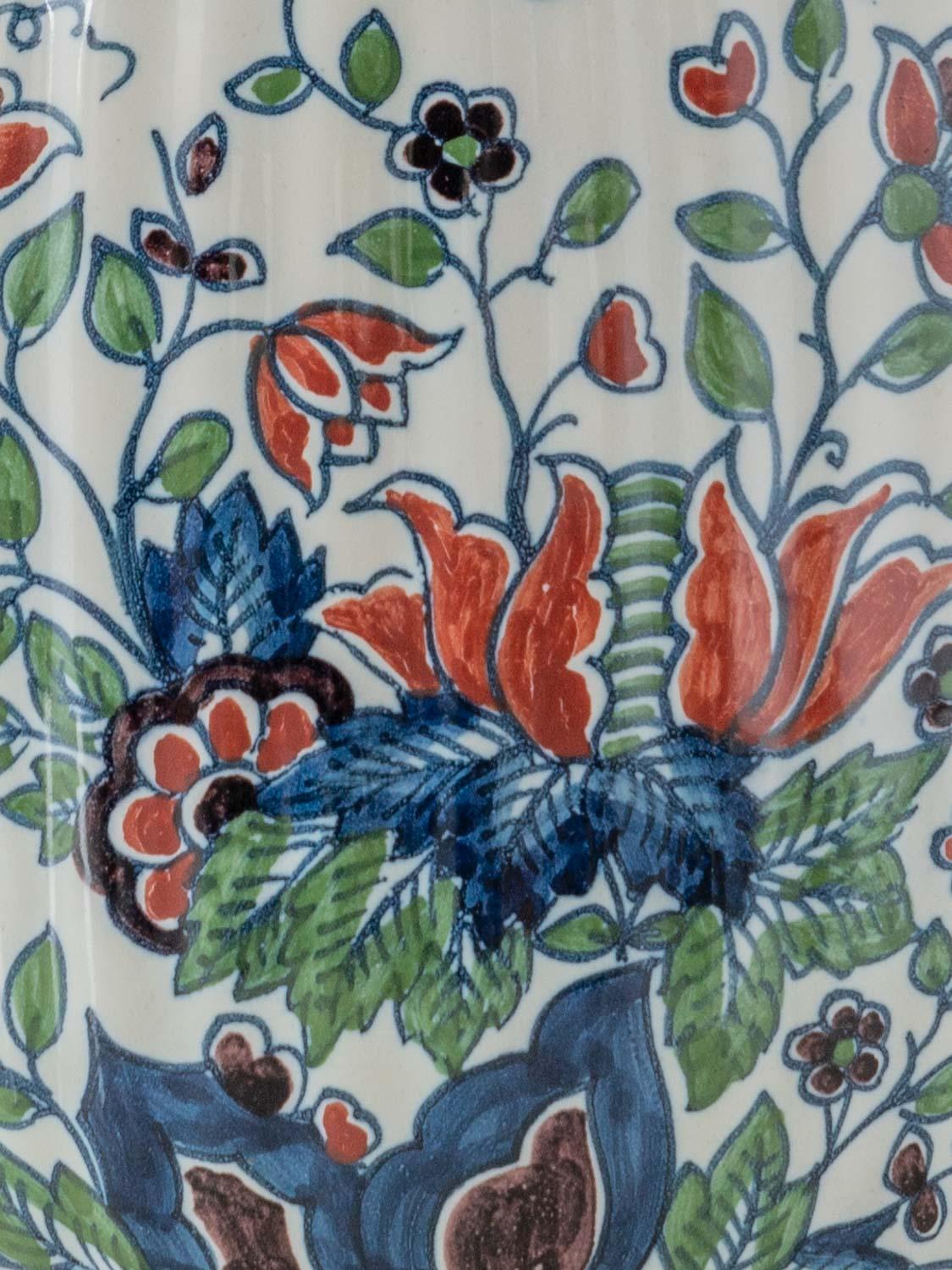 Lampe Royal Tichelaar Makkum Delft (1948-1965) avec nouvel abat-jour bleu plié 3