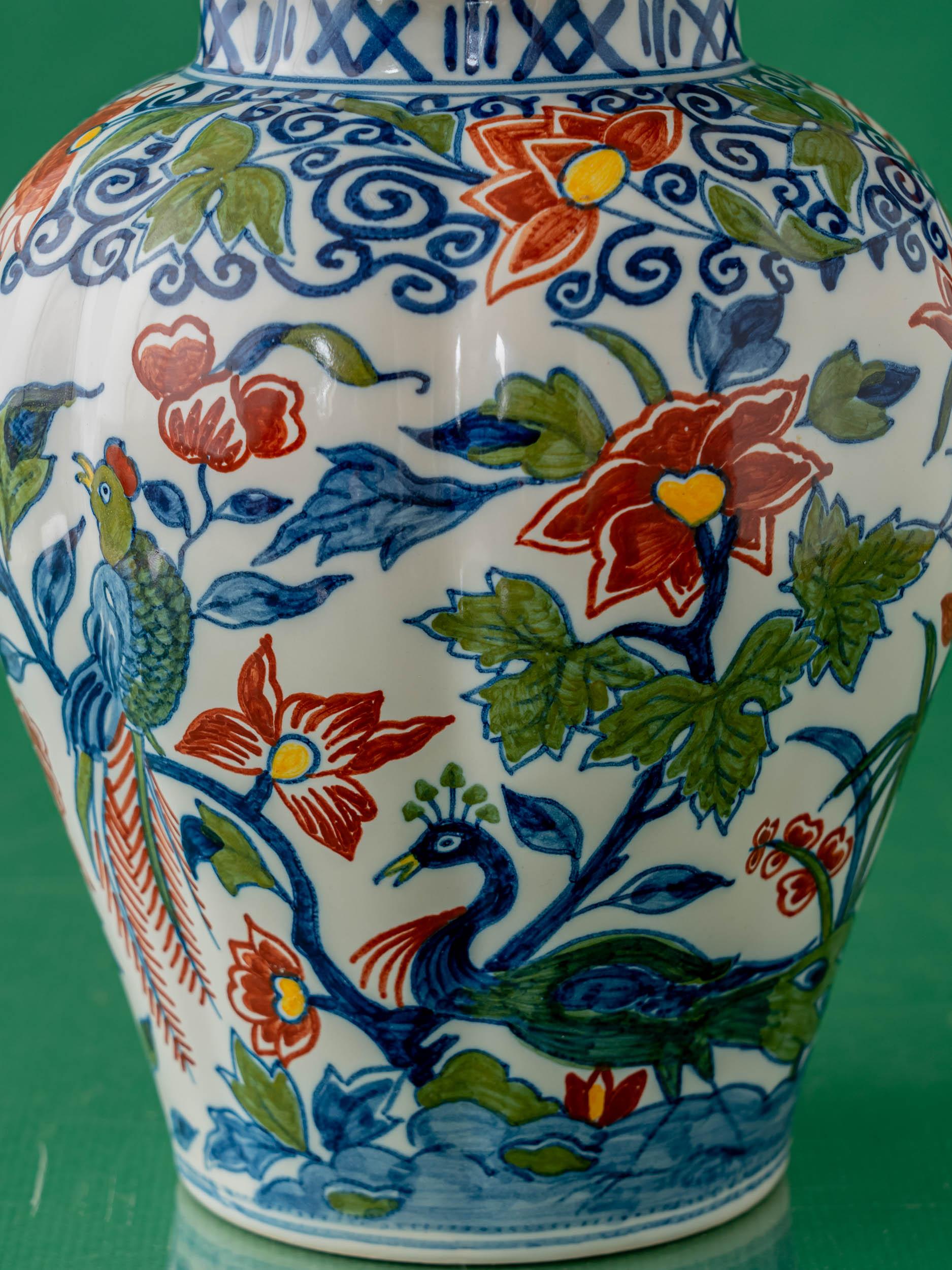 Dutch Royal Tichelaar Makkum Delft Table Lamps, Hand-Painted For Sale