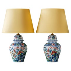 Vintage Royal Tichelaar Makkum Delft Table Lamps, Hand-Painted