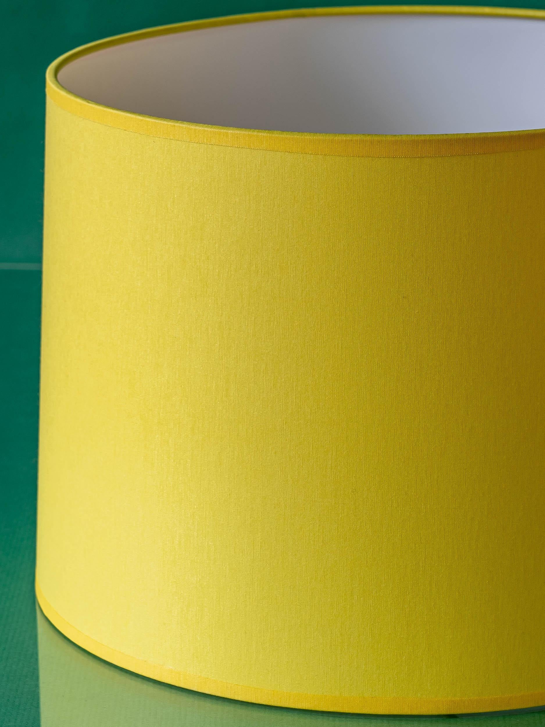 Royal Tichelaar Makkum Delft Table Lamps, c 1890 with New Yellow Linen Shades 1