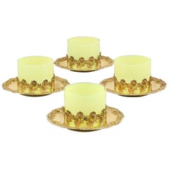 Royal Tiffany & Co. Ramekins chrysanthèmes argentés et en verre