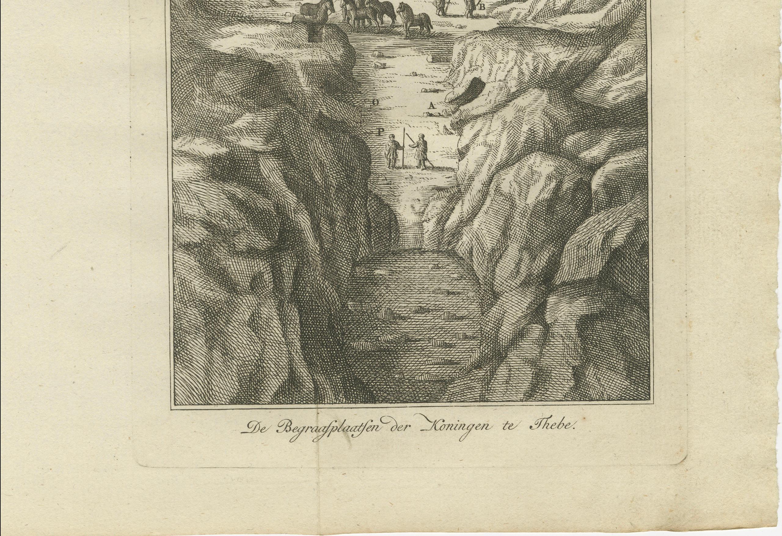 Tumbas reales en el Valle de los Reyes, Tebas - Vista antigua, Egipto 1776 Holandés en venta