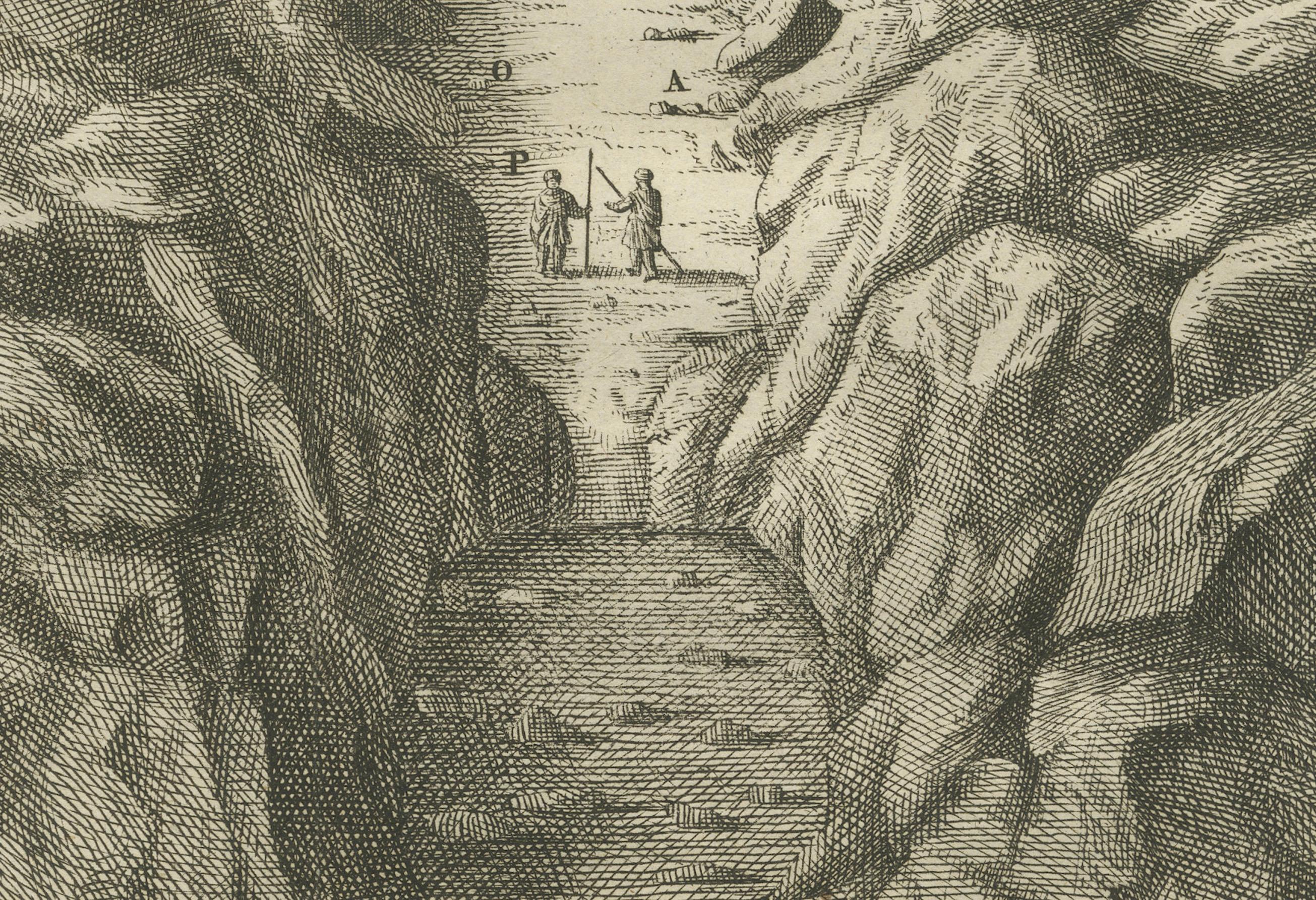 Tumbas reales en el Valle de los Reyes, Tebas - Vista antigua, Egipto 1776 Grabado en venta
