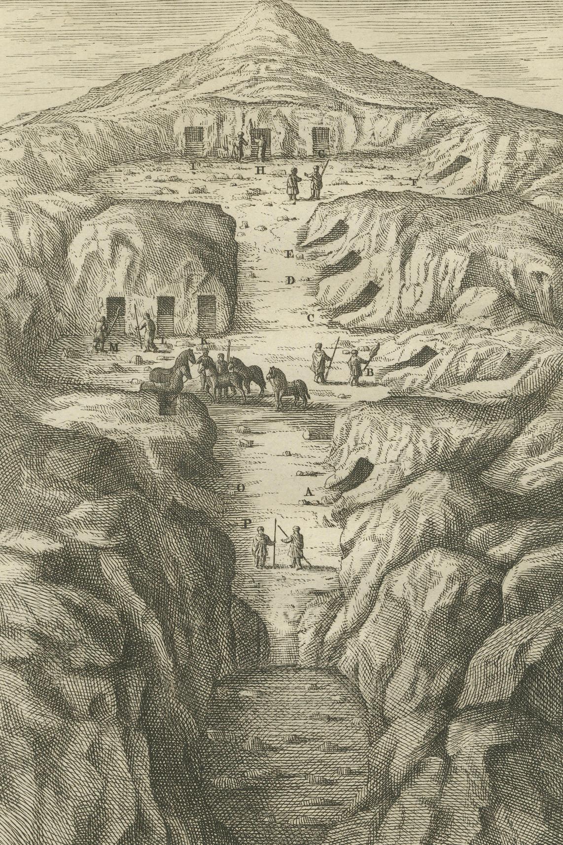 Tumbas reales en el Valle de los Reyes, Tebas - Vista antigua, Egipto 1776 Papel en venta