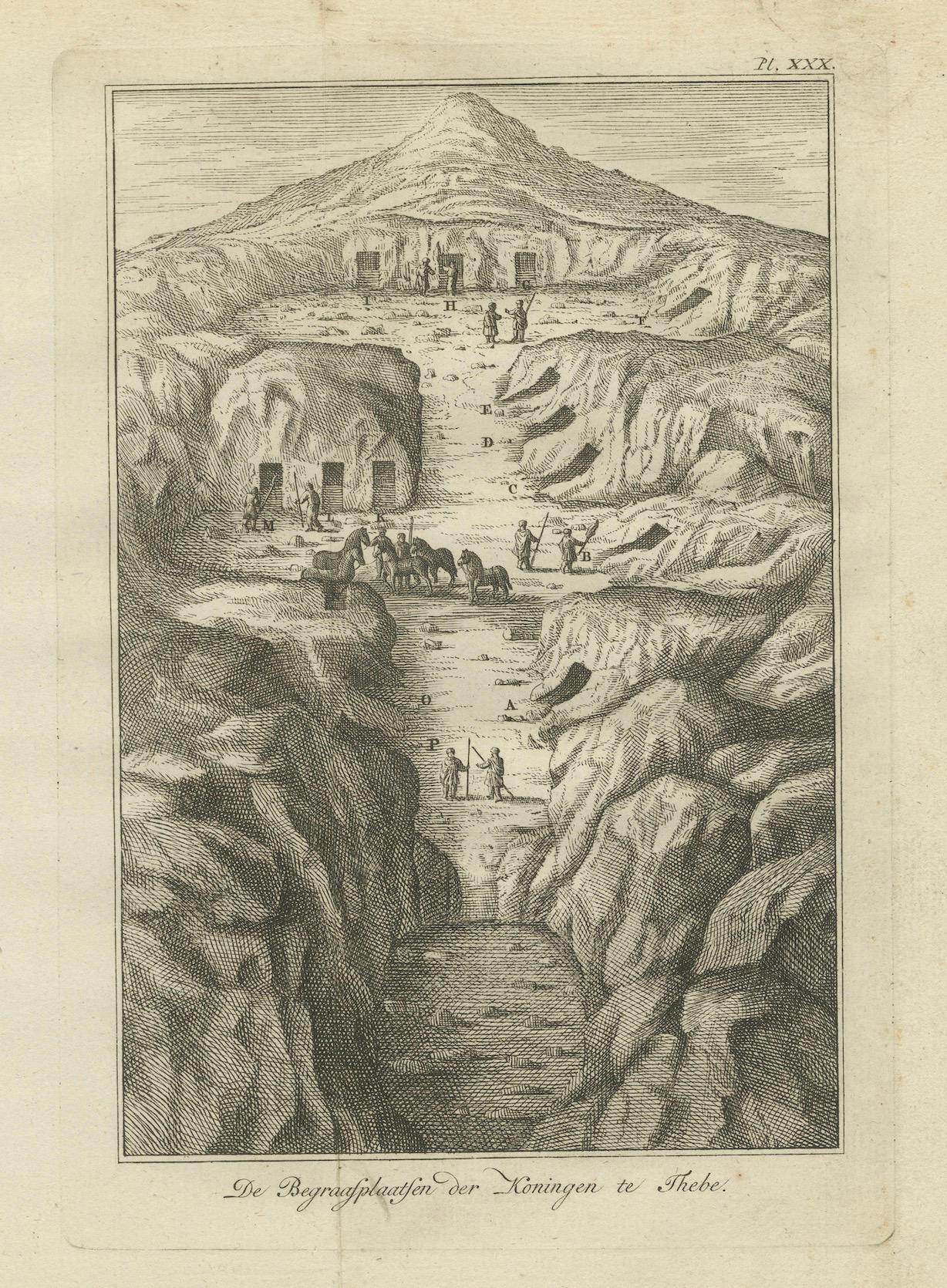 Tumbas reales en el Valle de los Reyes, Tebas - Vista antigua, Egipto 1776 en venta 1