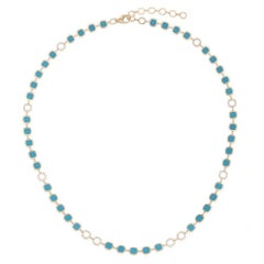 Royal Turquoise Diamond 14K (or 18k upon request) Yellow Gold Station Necklace