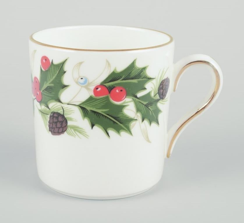 Porcelain Royal Tuscan, England. Three pairs of cups and saucers. The “Noel” series. For Sale