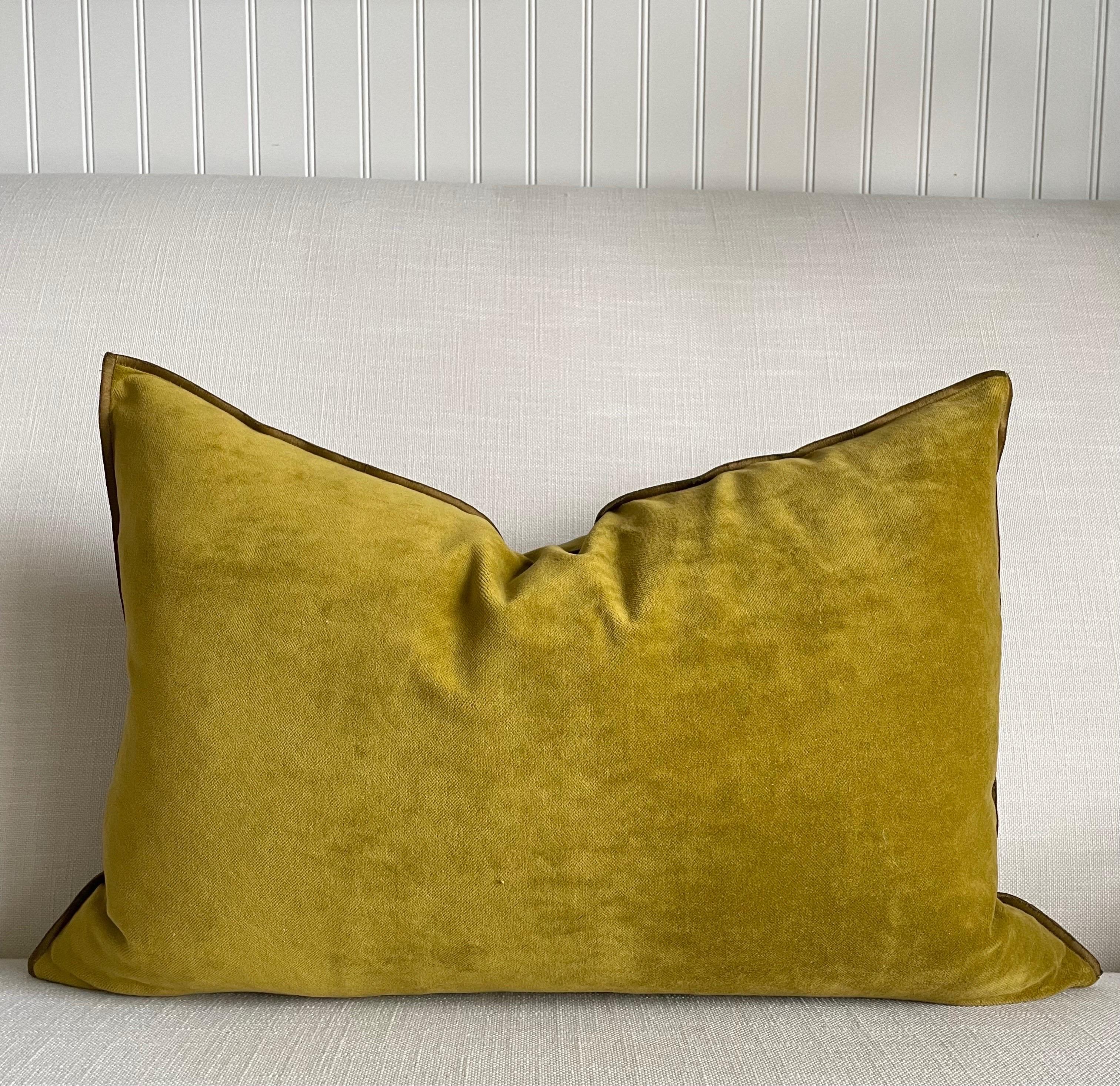 Contemporary Royal Velvet Ocre Lumbar Pillow from France For Sale