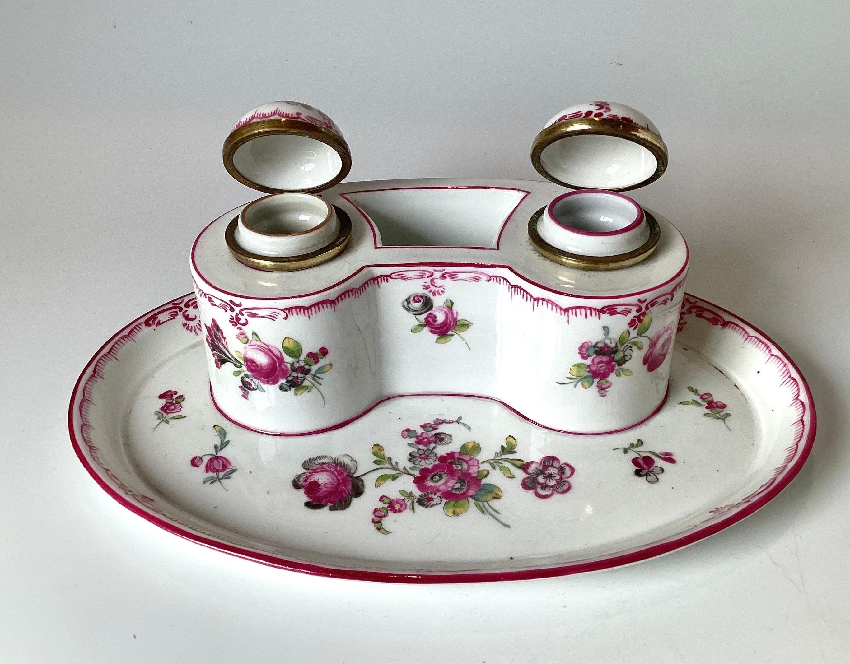 Hand-Painted Royal Vienna 19th Century Hand Painted Double Inkwell For Sale