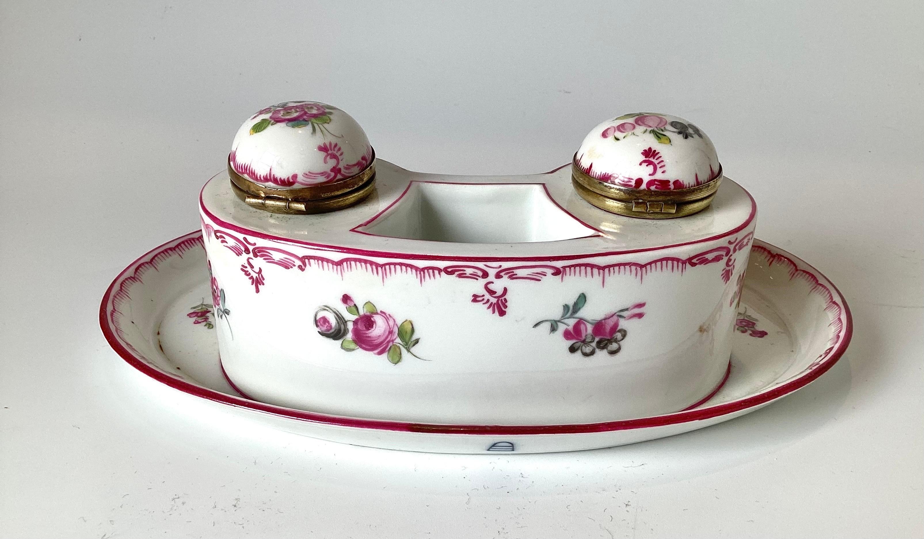 Royal Vienna 19th Century Hand Painted Double Inkwell For Sale 1