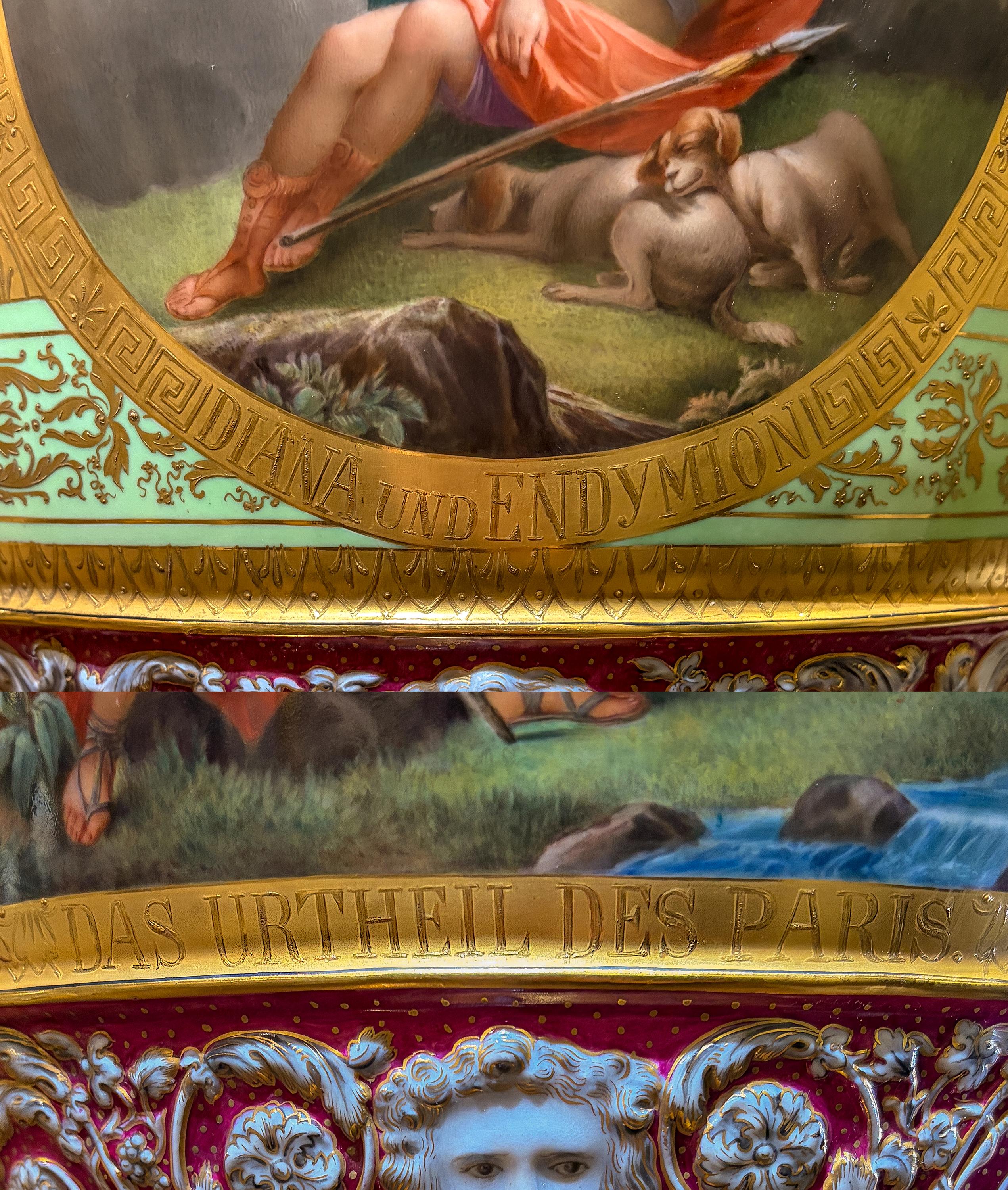 Urne de palais en porcelaine ancienne de Royal Vienna avec poignées en relief en forme de tête de bélier en vente 5