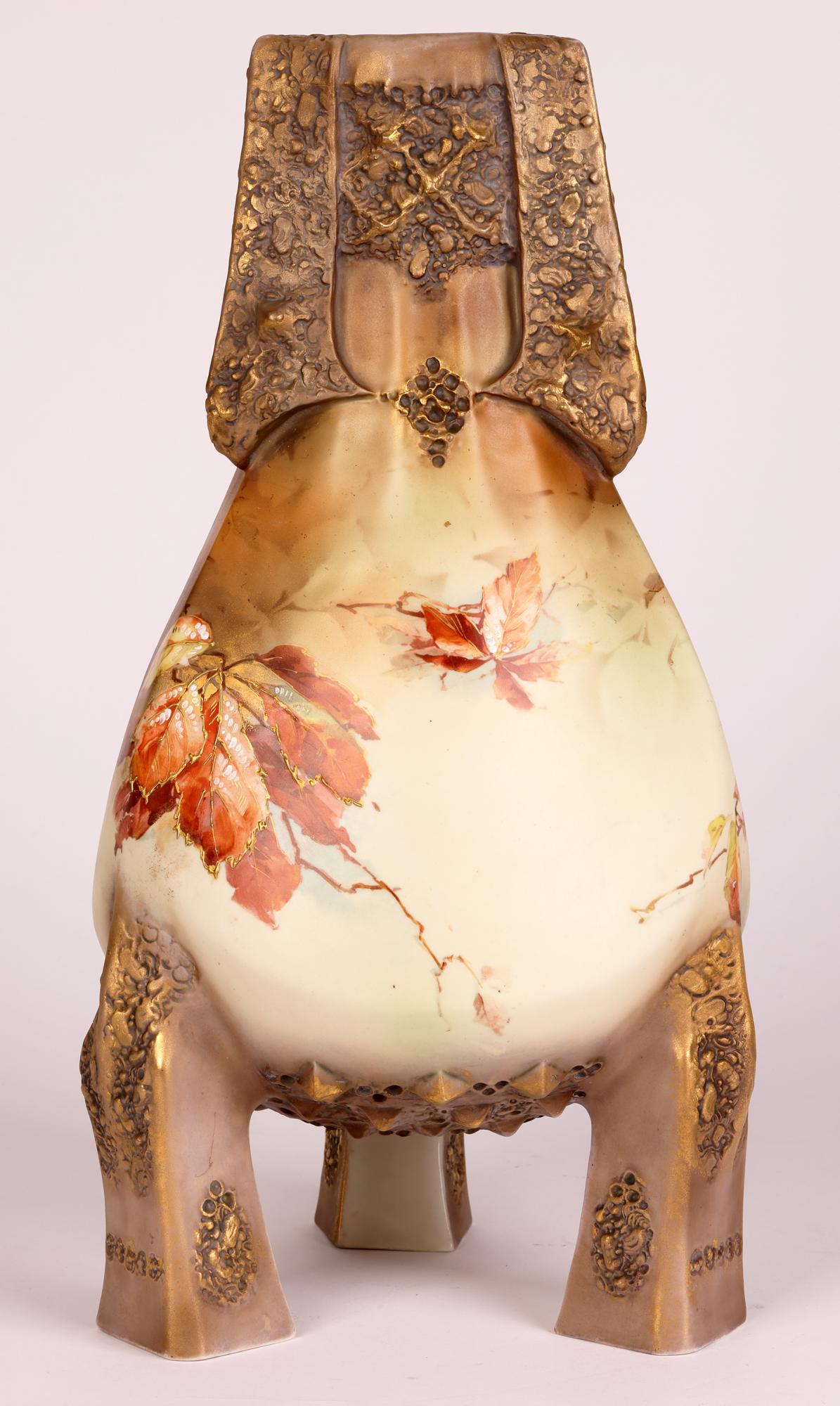 Royal Vienna Art Nouveau Floral Painted Unusual Vase by Paul Dachsel For Sale 5