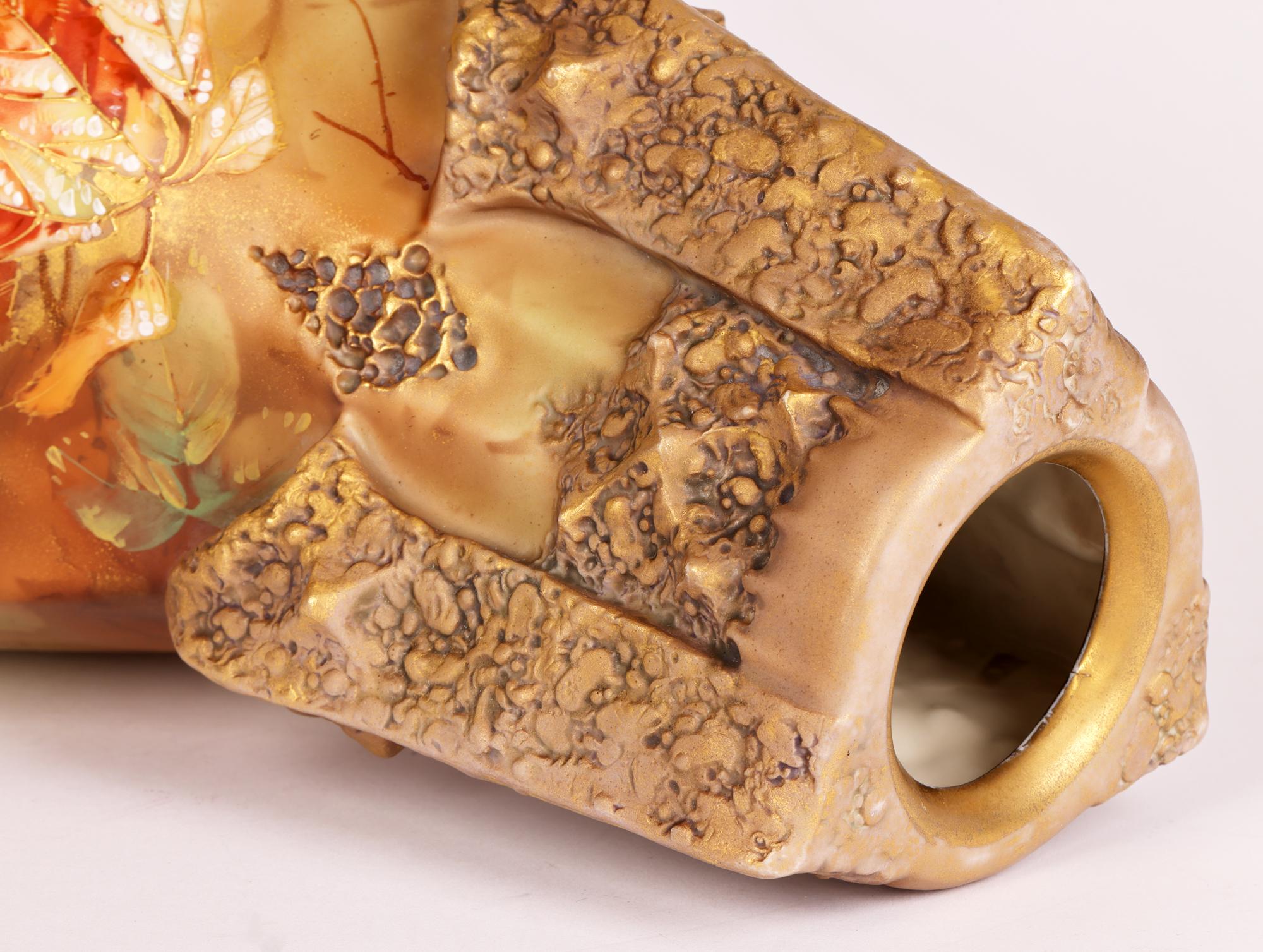 Vase insolite peint à la fleur de style Art nouveau royal de Vienne par Paul Dachsel en vente 1