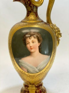 Royal Vienna Art Nouveau Porcelain Handled Ewer of a Beauty