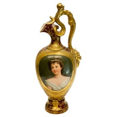 Royal Vienna Art Nouveau Porcelain Handled Ewer of a Beauty