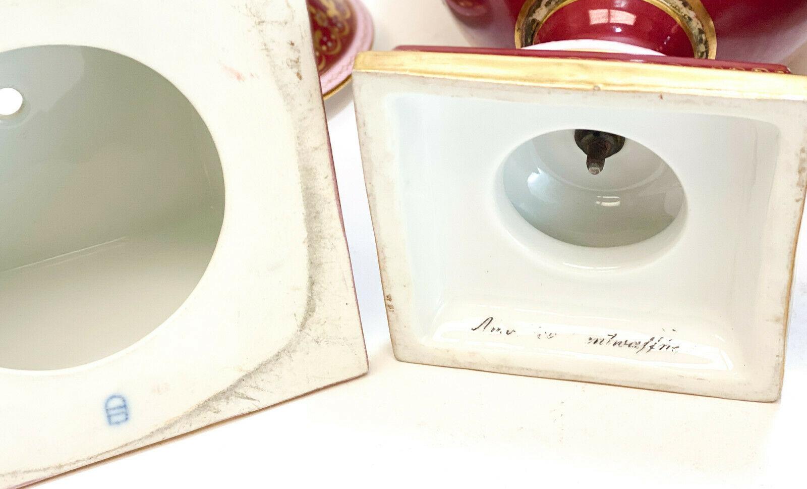 Royal Vienna Austria Hand Painted Porcelain Double Handled Urns For Sale 3