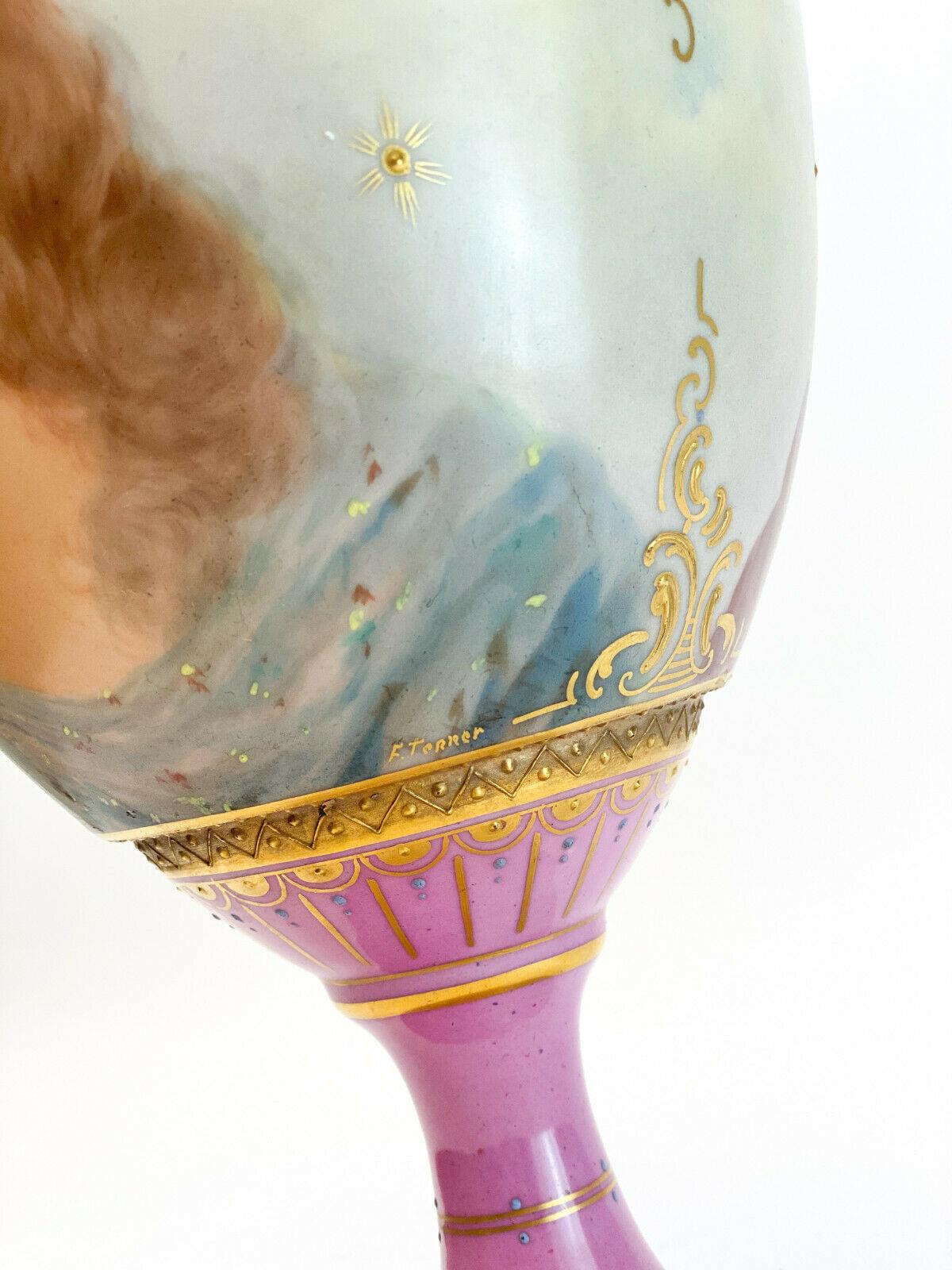 Early 20th Century Royal Vienna Austria Hand Painted Porcelain Footed Vase For Sale
