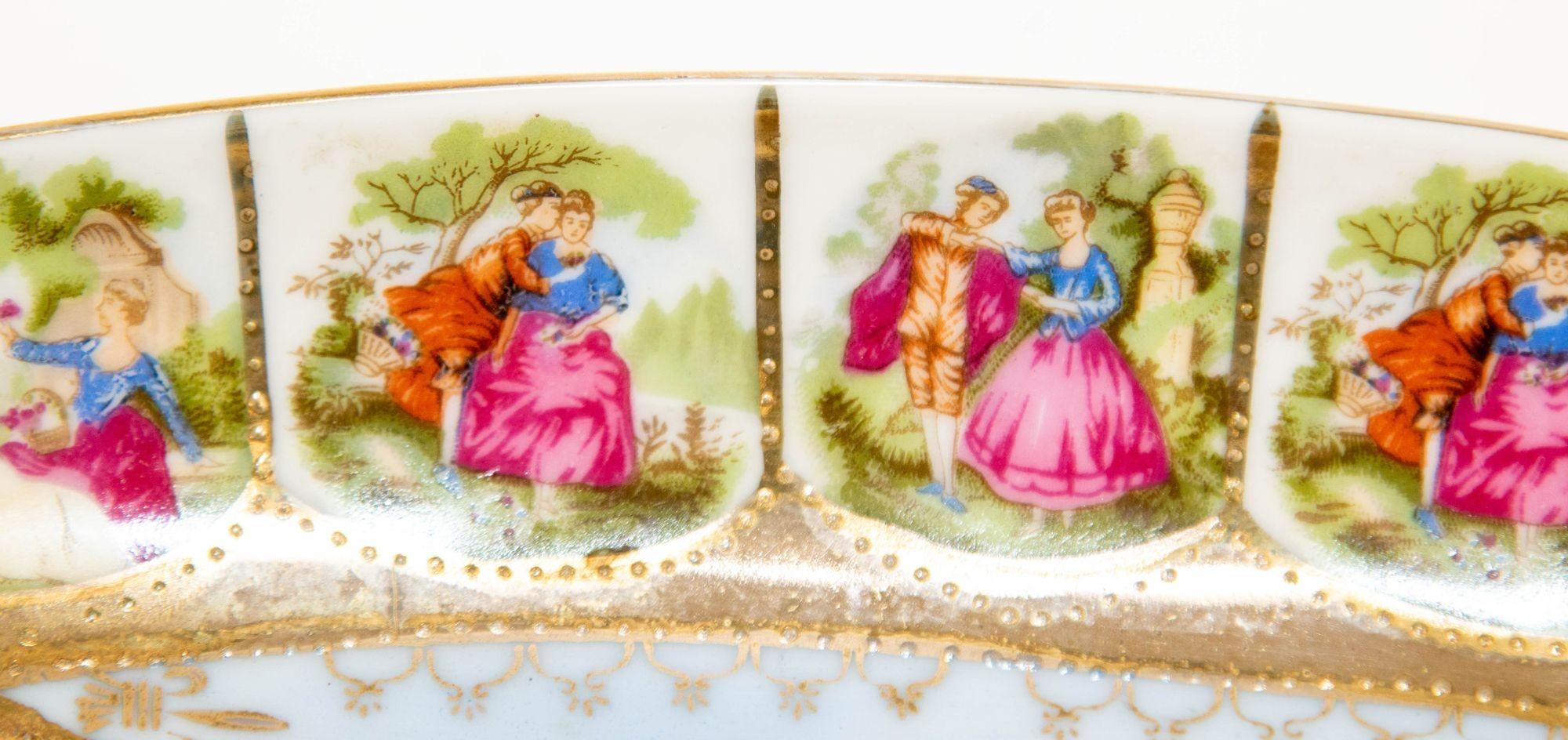 Hand-Crafted Royal Vienna Austria Hand Painted Porcelain Oval Dish circa 1940 For Sale