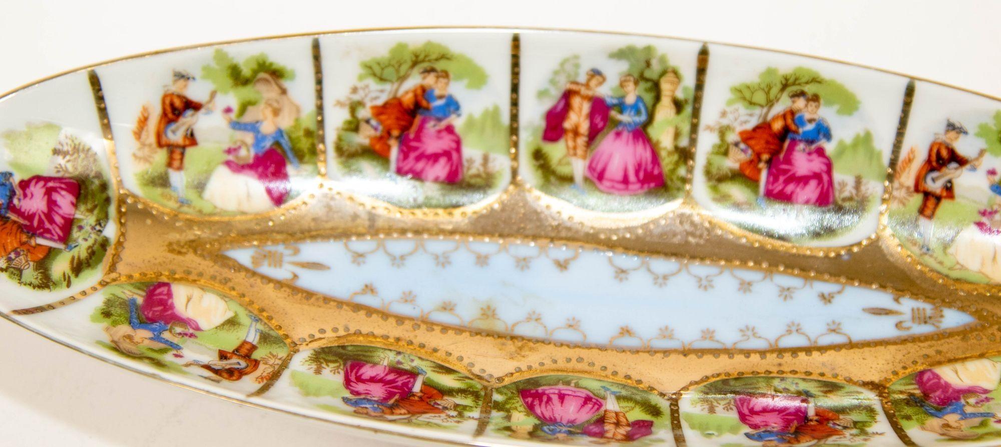 20th Century Royal Vienna Austria Hand Painted Porcelain Oval Dish circa 1940 For Sale