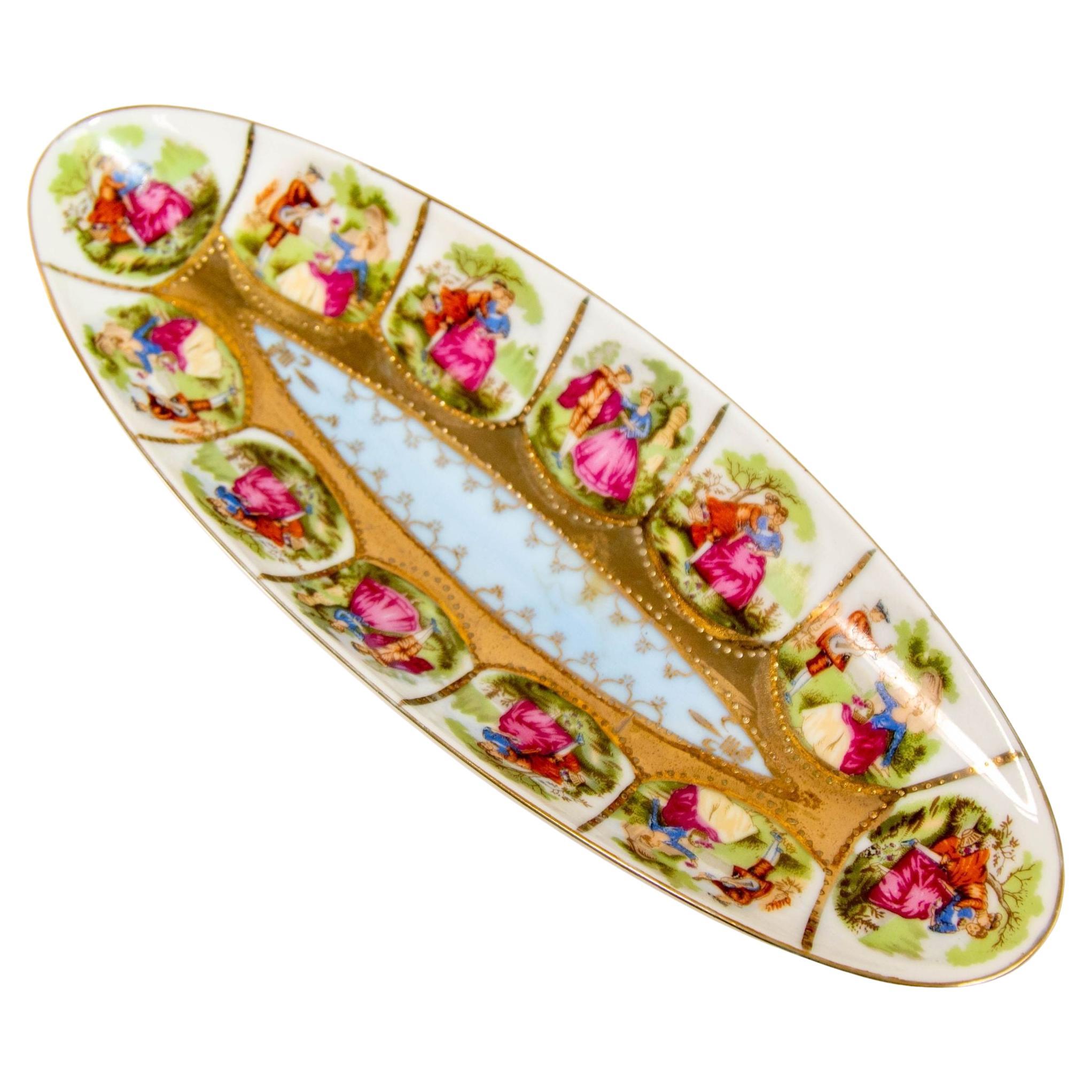 Plato ovalado de porcelana pintada a mano Royal Vienna Porcelain Austria circa 1940 en venta