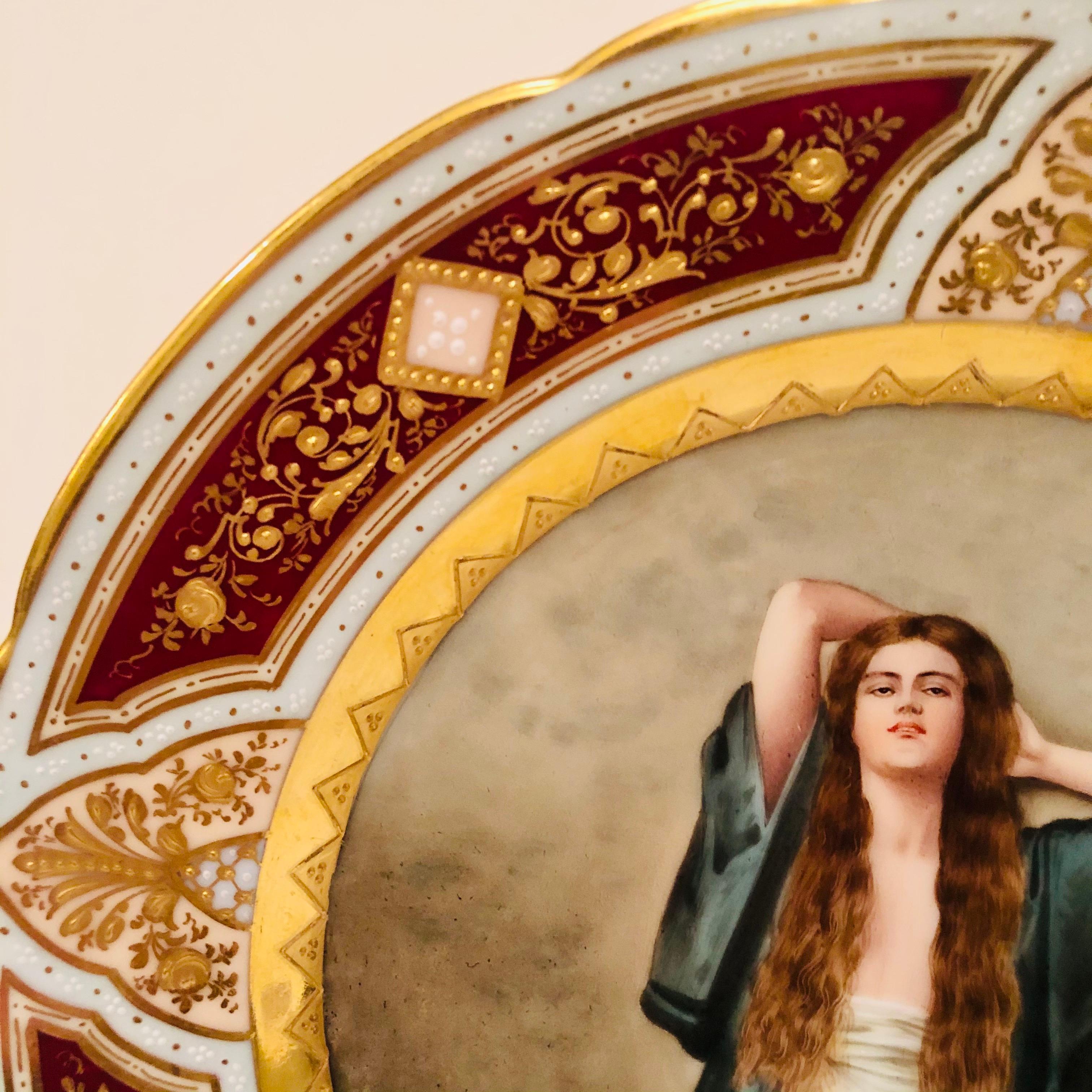 „Royal Vienna“-Schrankteller von Bardot, signiert Wagner, Dame mit langem rotem Haar im Angebot 7