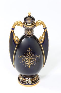 Royal Vienna Cobalt / Gold Porcelain Lidded Urn