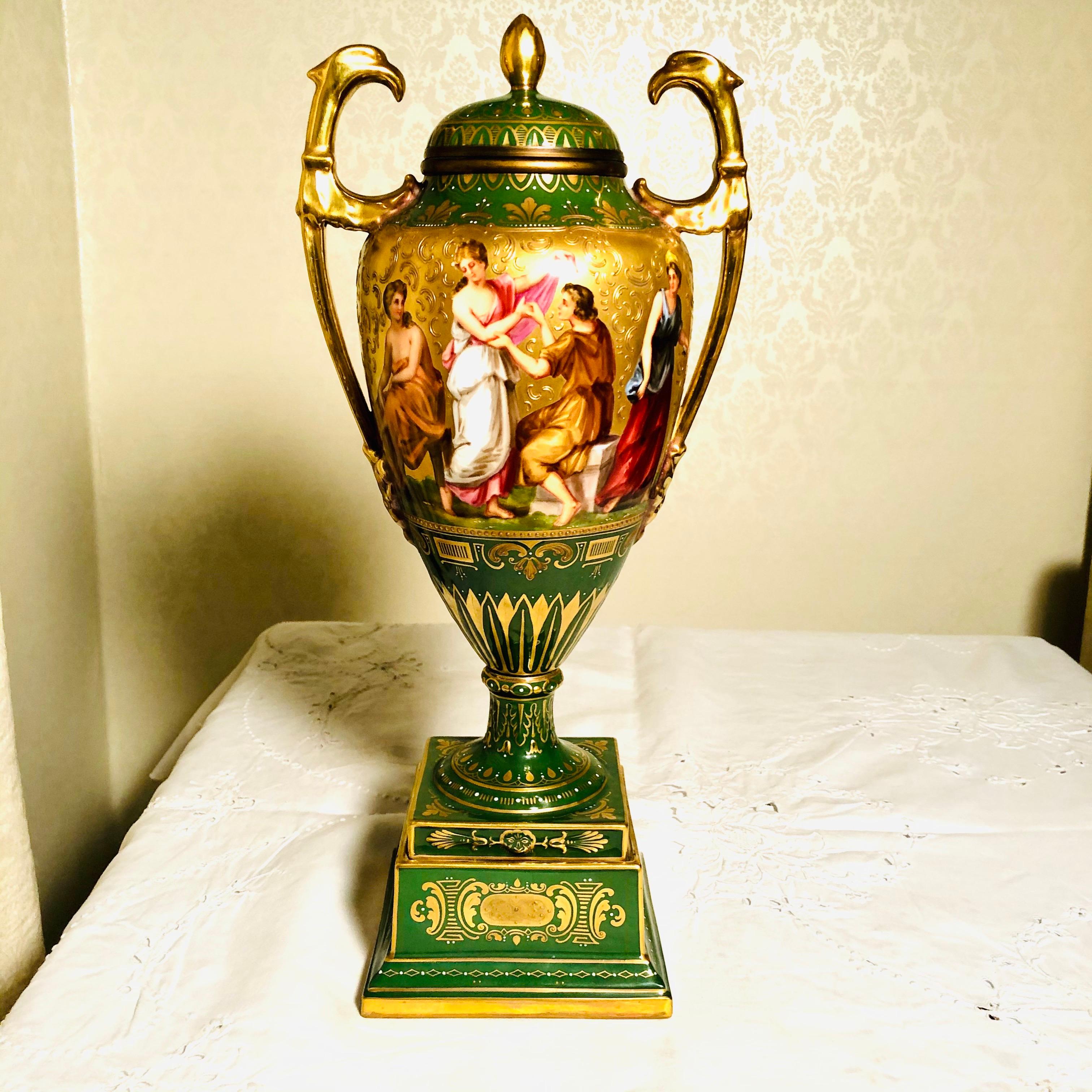 “Royal Vienna” Covered Urn Signed A. Heer with Exquisite Paintings on Both Sides For Sale 2