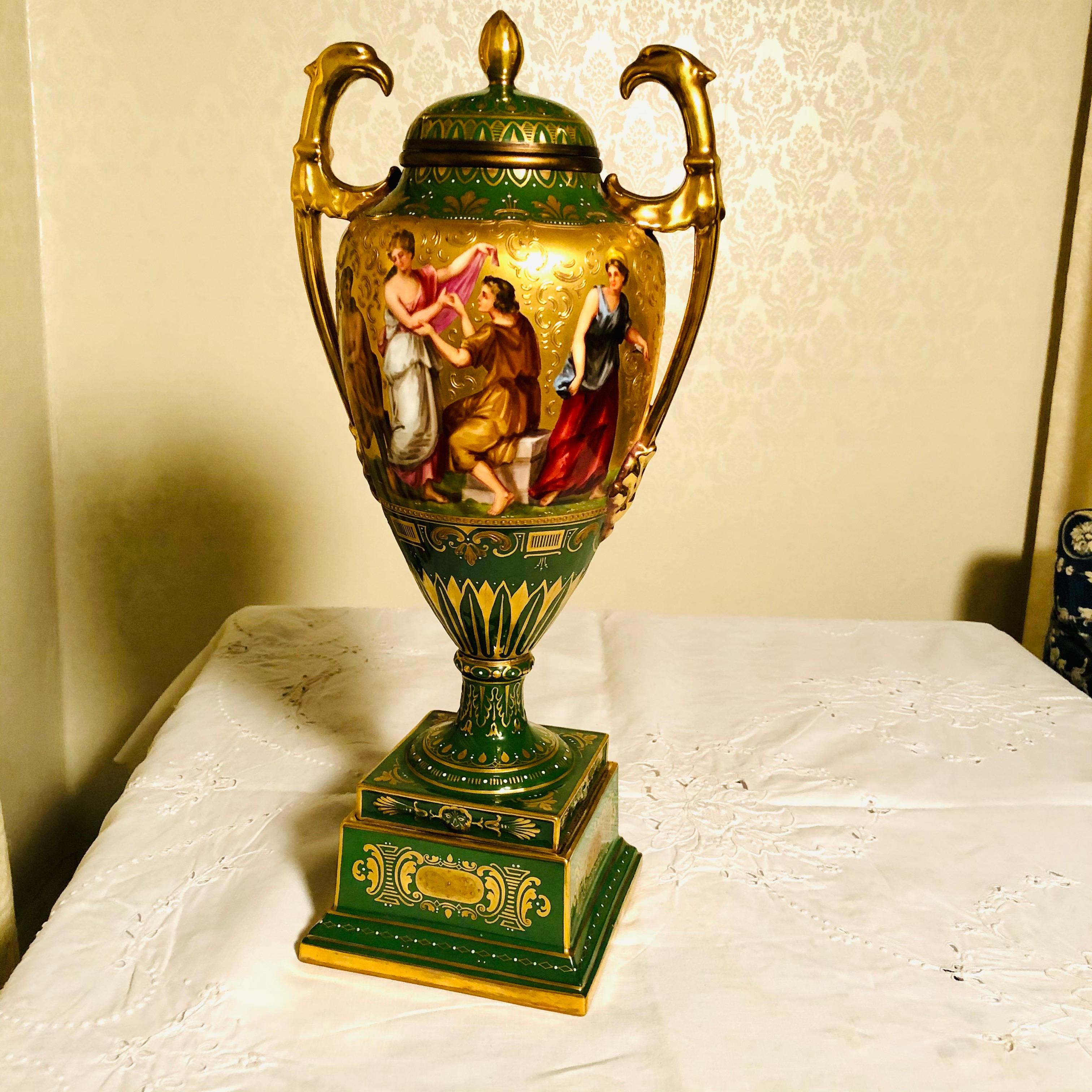 “Royal Vienna” Covered Urn Signed A. Heer with Exquisite Paintings on Both Sides For Sale 3