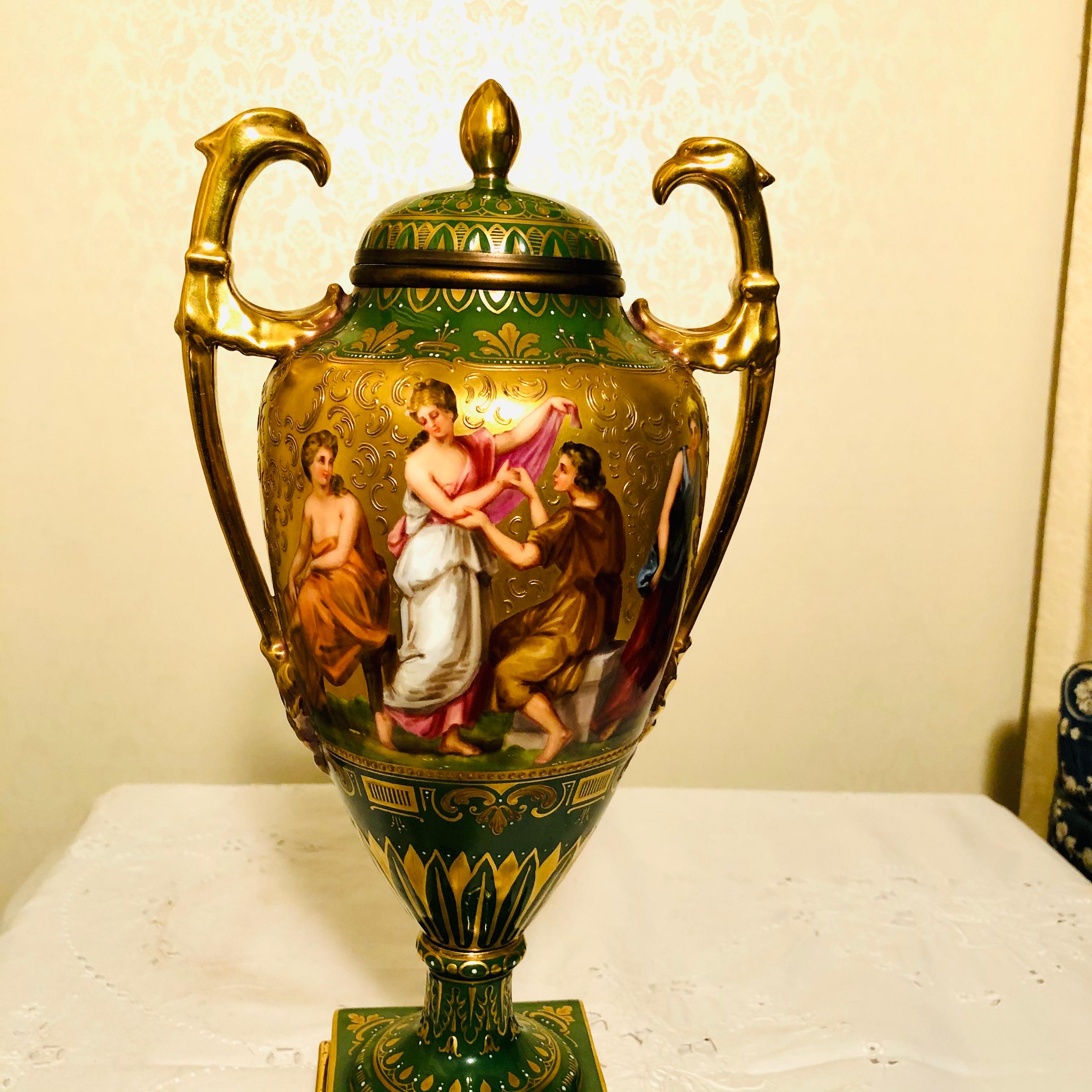 “Royal Vienna” Covered Urn Signed A. Heer with Exquisite Paintings on Both Sides For Sale 4