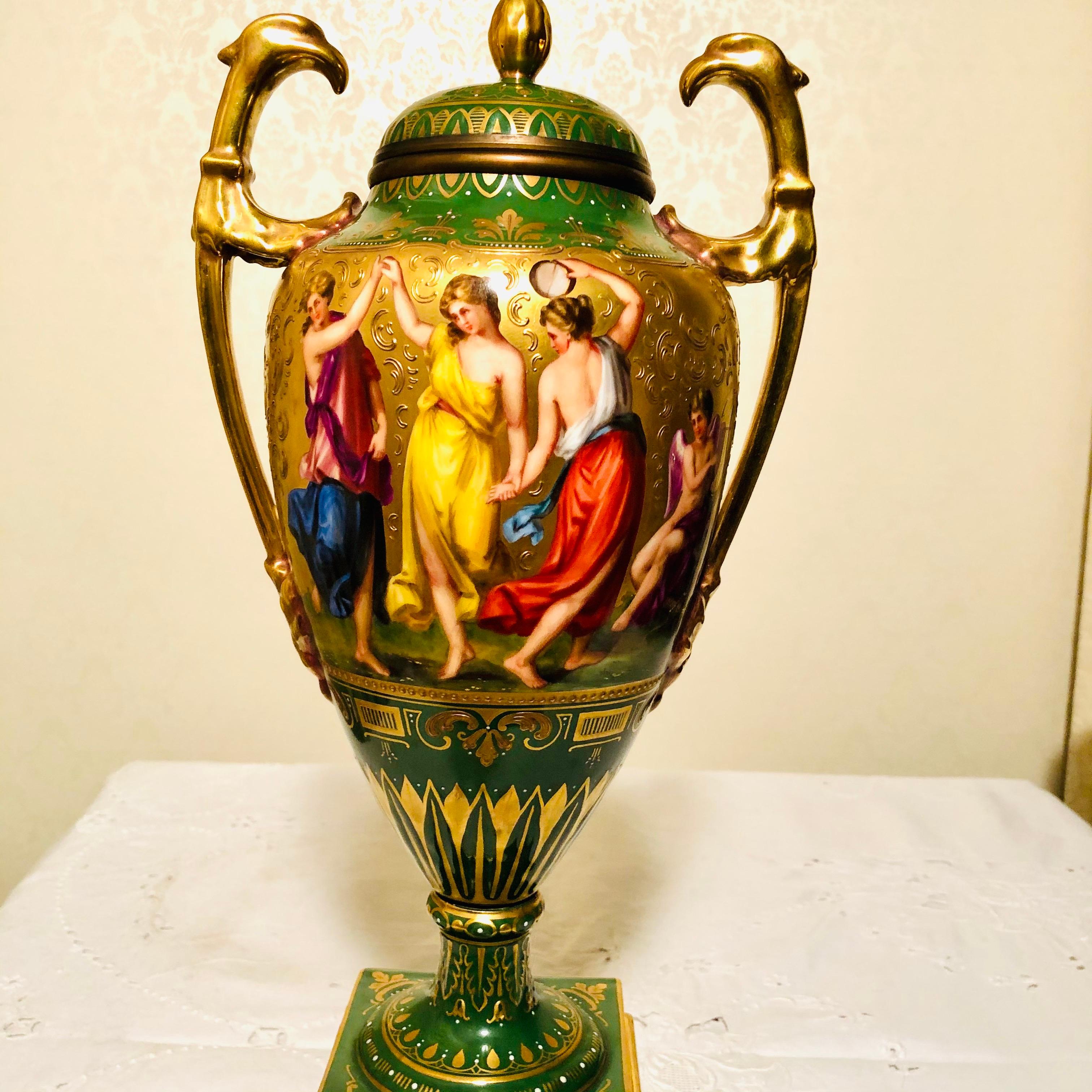 “Royal Vienna” Covered Urn Signed A. Heer with Exquisite Paintings on Both Sides For Sale 6