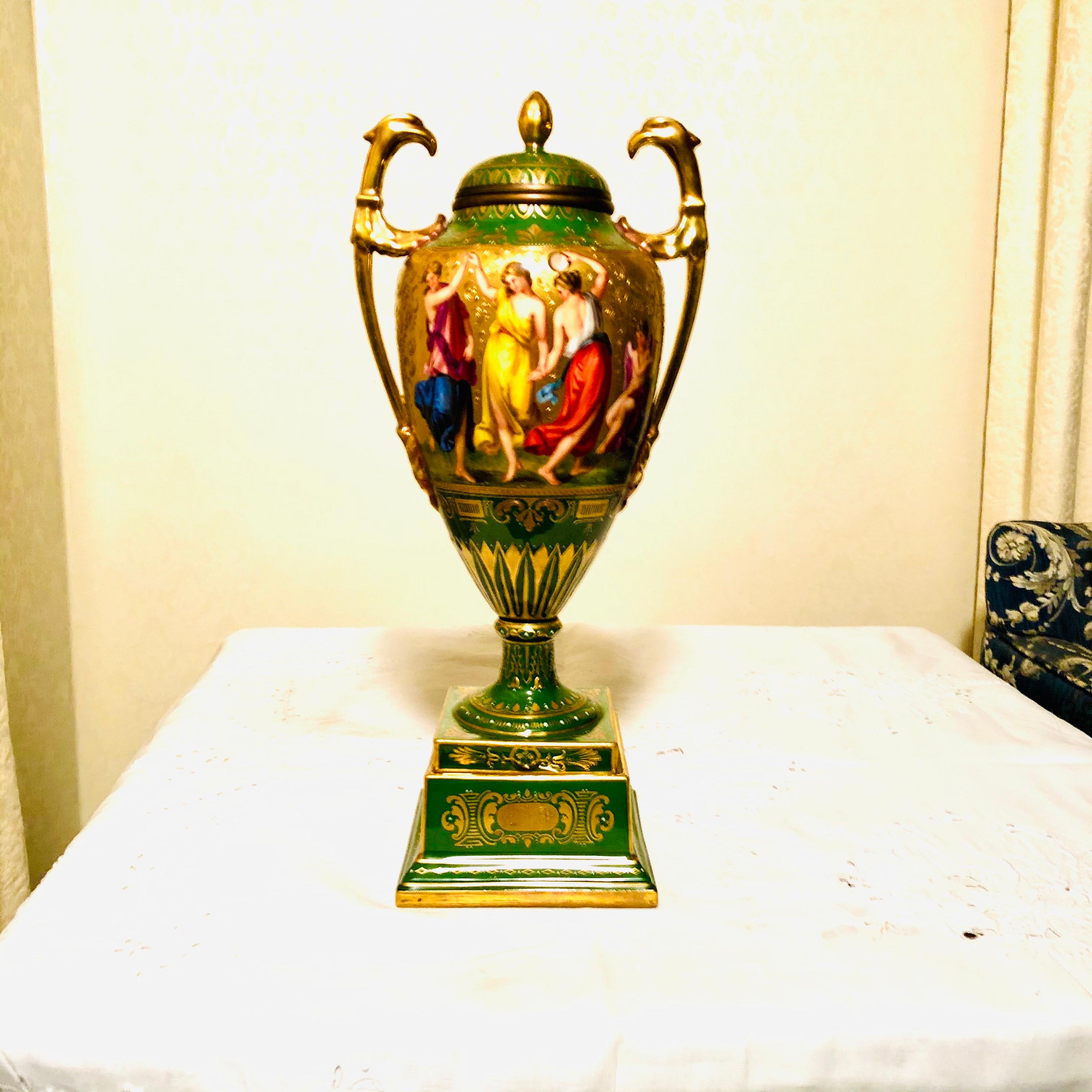 “Royal Vienna” Covered Urn Signed A. Heer with Exquisite Paintings on Both Sides For Sale 7