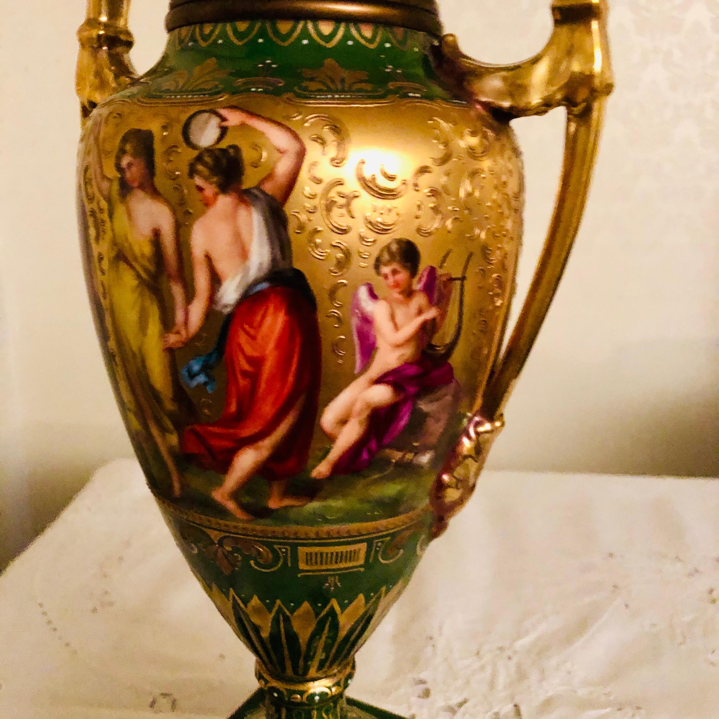 “Royal Vienna” Covered Urn Signed A. Heer with Exquisite Paintings on Both Sides For Sale 8