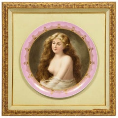 Antique Royal Vienna Gilt and Hand Painted Porcelain Allegorical Portrait Charger Plate