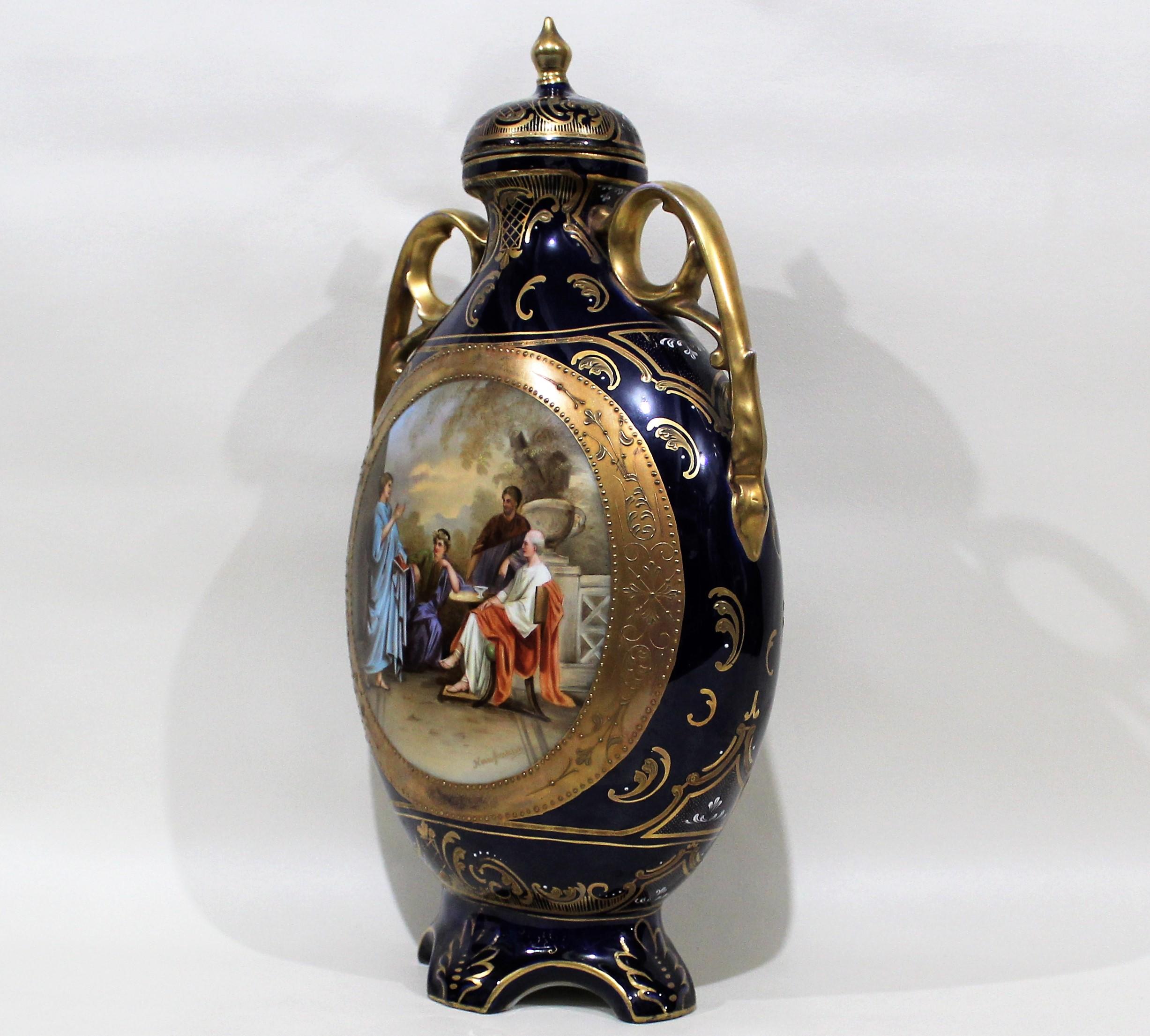Austrian Royal Vienna Lidded Vase or Urn For Sale